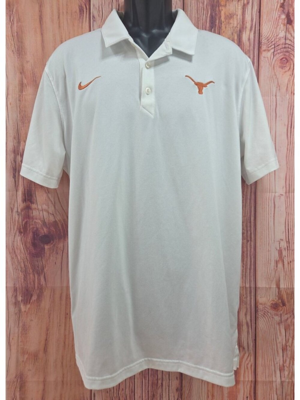 Nike Dri-Fit White Texas Longhorns Polo Shirt XL Mens Golf Performance